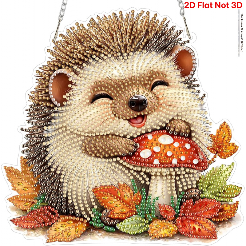 TEMU 2D Flache Einseitige Diamant Malerei Set für Erwachsene, Herbst Igel, 5D Spezielle Form Strass Diamant Malerei Ornament, Niedlicher Igel, Acryl