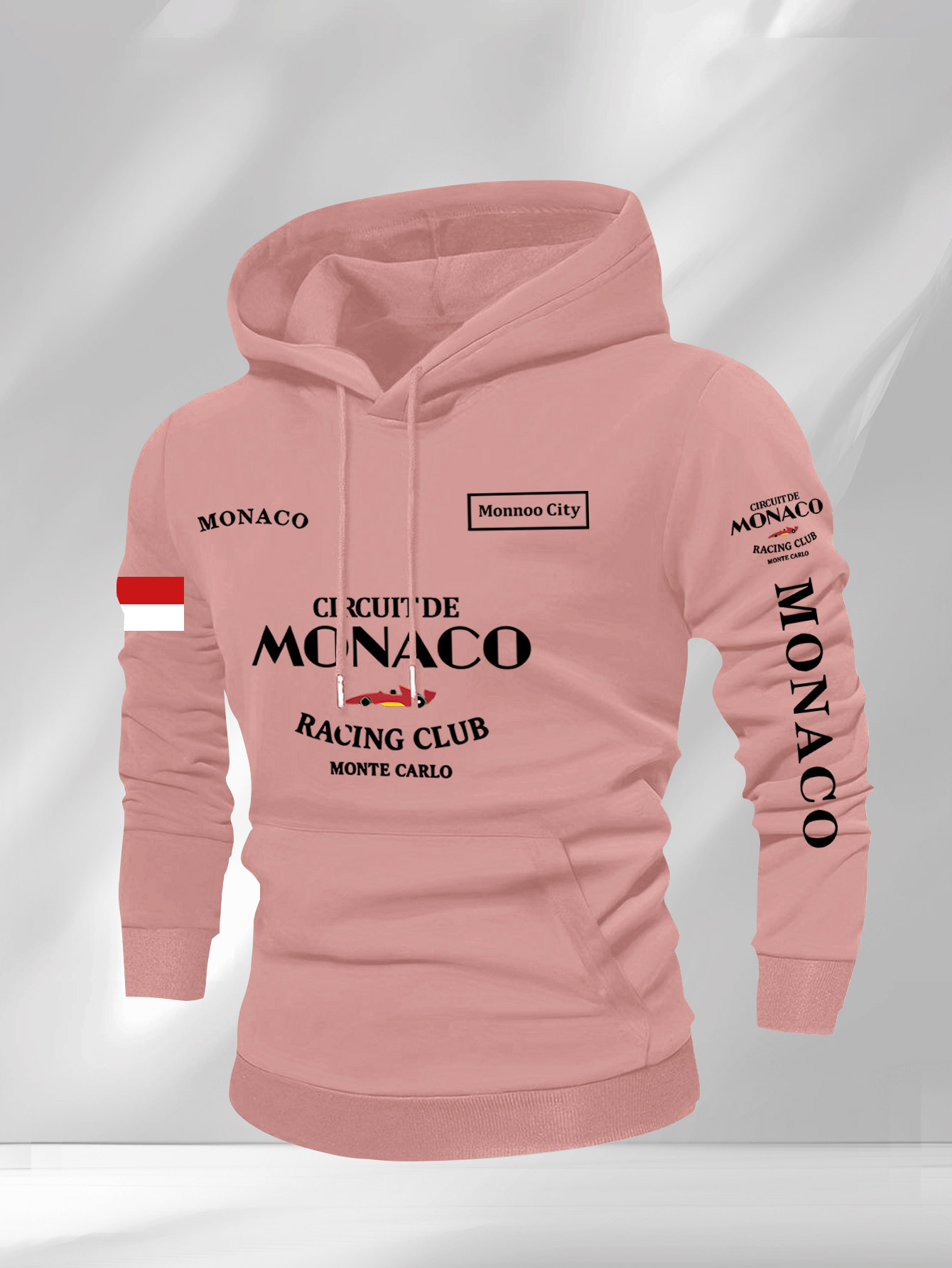 Fleece hoodie voor heren met Monaco Racing sponsorlogo's