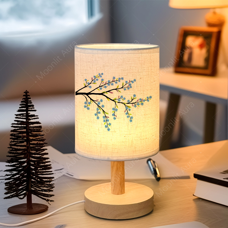 Fabric Desk Lamp, USB Powered Nightstand Light for Bedrooms