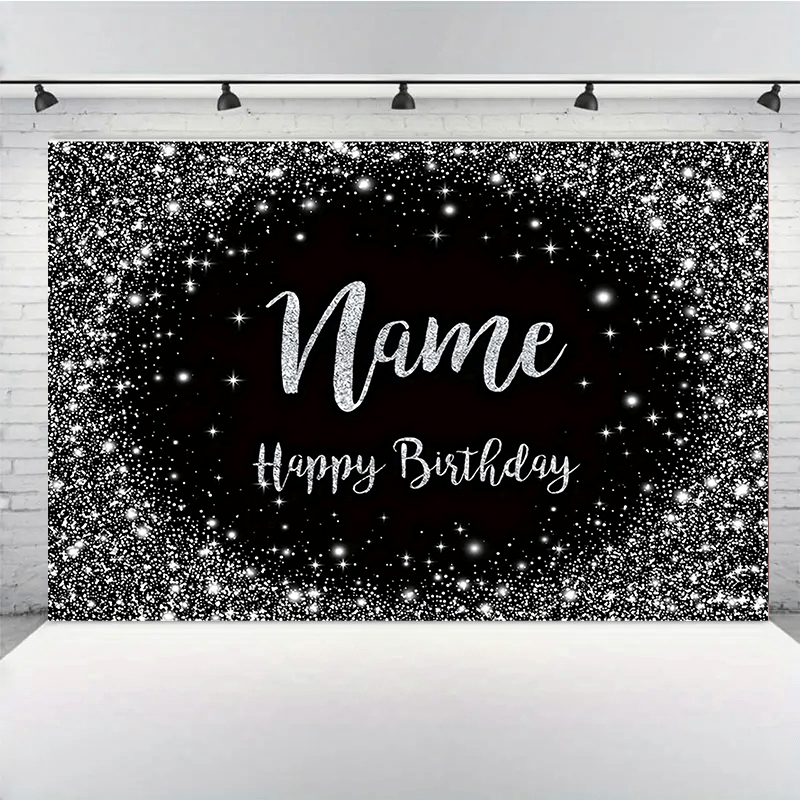 

Banner de en Vinyle Pailleté Noir & Argenté Personnalisable - Nom Personnalisé pour Anniversaire, Retraite, Enterrement de & Fête d'Anniversaire, 180cm x 230cm, Figurines , Célébrations pour Adultes