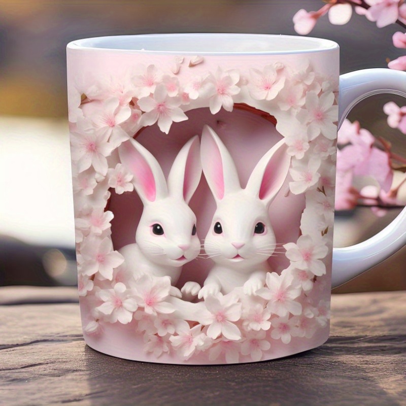 TEMU 1pc, 11oz, Easter Ceramic Mug, 3d Easter Mug, Gift, Ideal For At Home, Decor, Romantic Birthday Gift - Idea Funny Coffee Cups, Kitchen Decor And Accessories