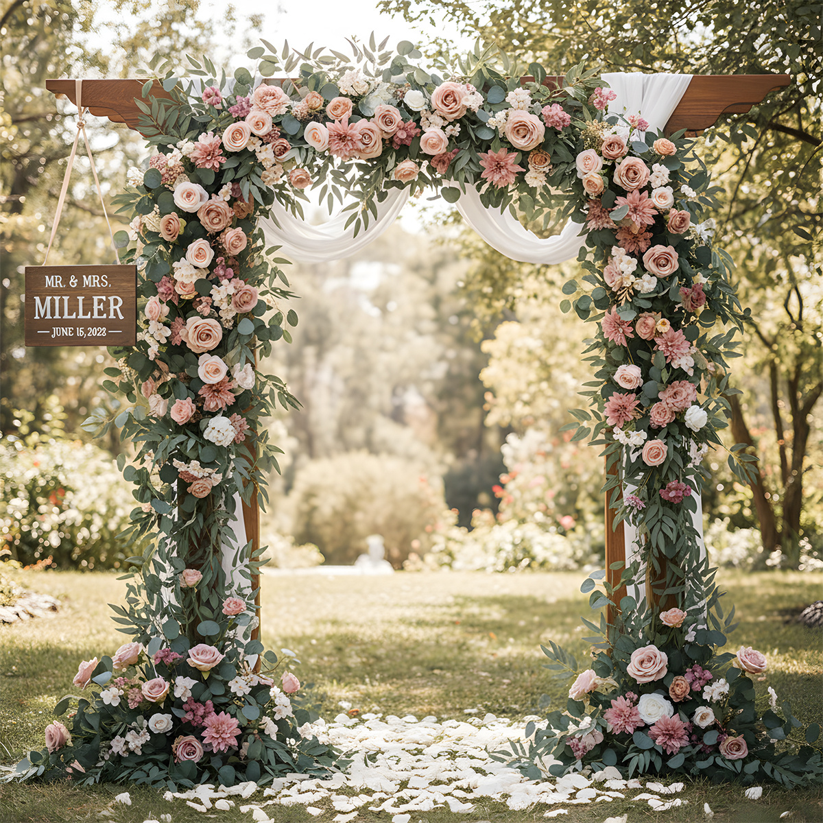 Image of 68.9-inch Realistic Artificial Flower Garland Suitable For Wedding Arch, Mantle & Sweetheart Table Decor - Eucalyptus & Floral Garland For Ceremony, Reception, Party Decorations, Christmas Decor