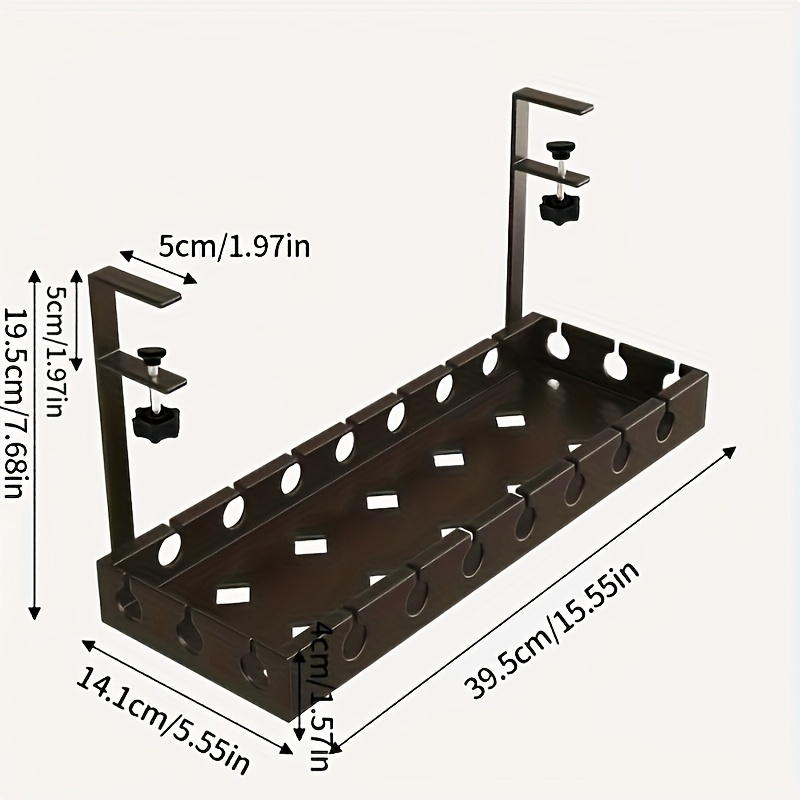 2pcs Telescopic Under Table Storage Rack for Cable Management