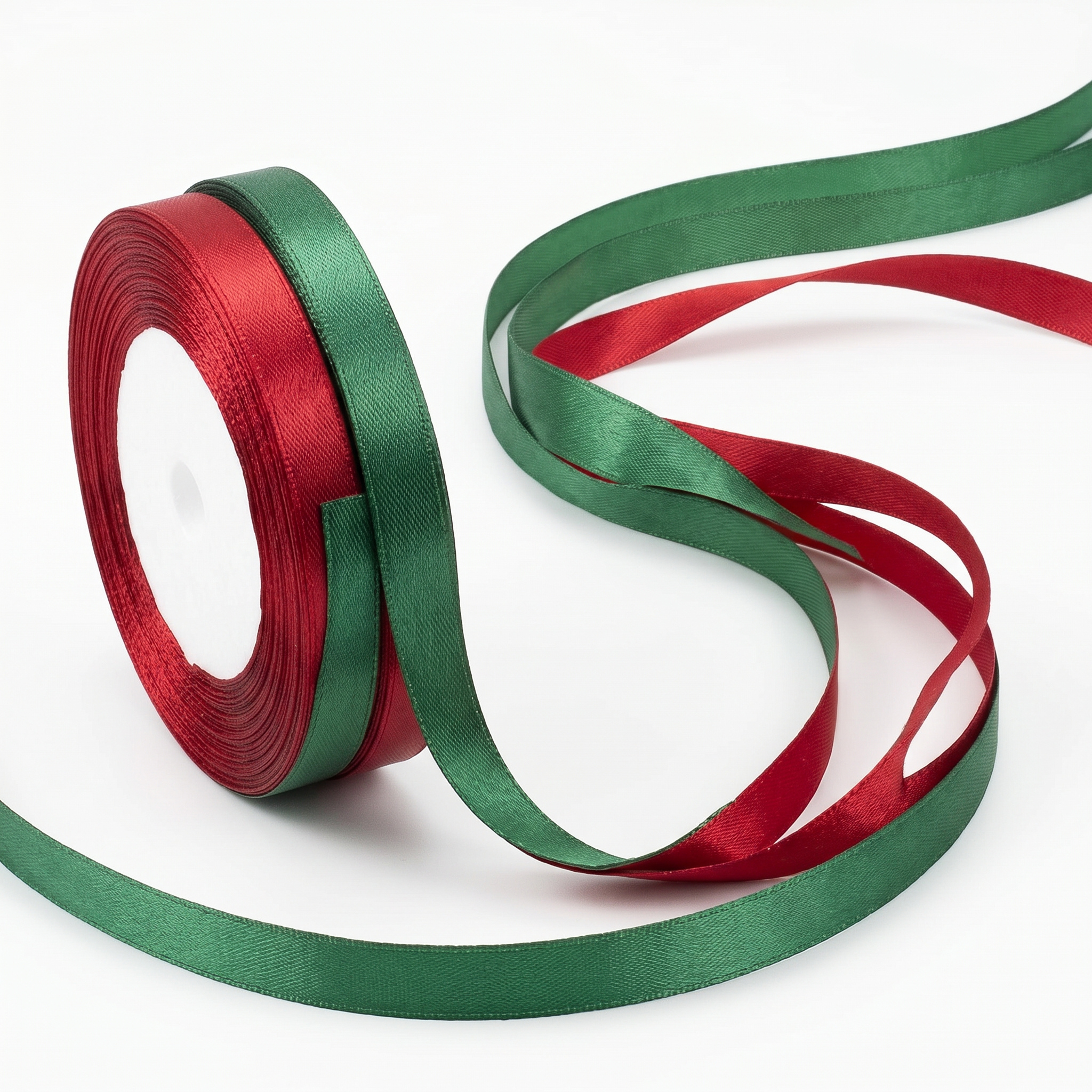 TEMU Deux Rouleaux de de 10 mm pour Emballage de Cadeaux de Fêtes en Bordeaux et Vert Foncé. de Satin Fins, Petits Nœuds, Accessoires pour Cheveux,