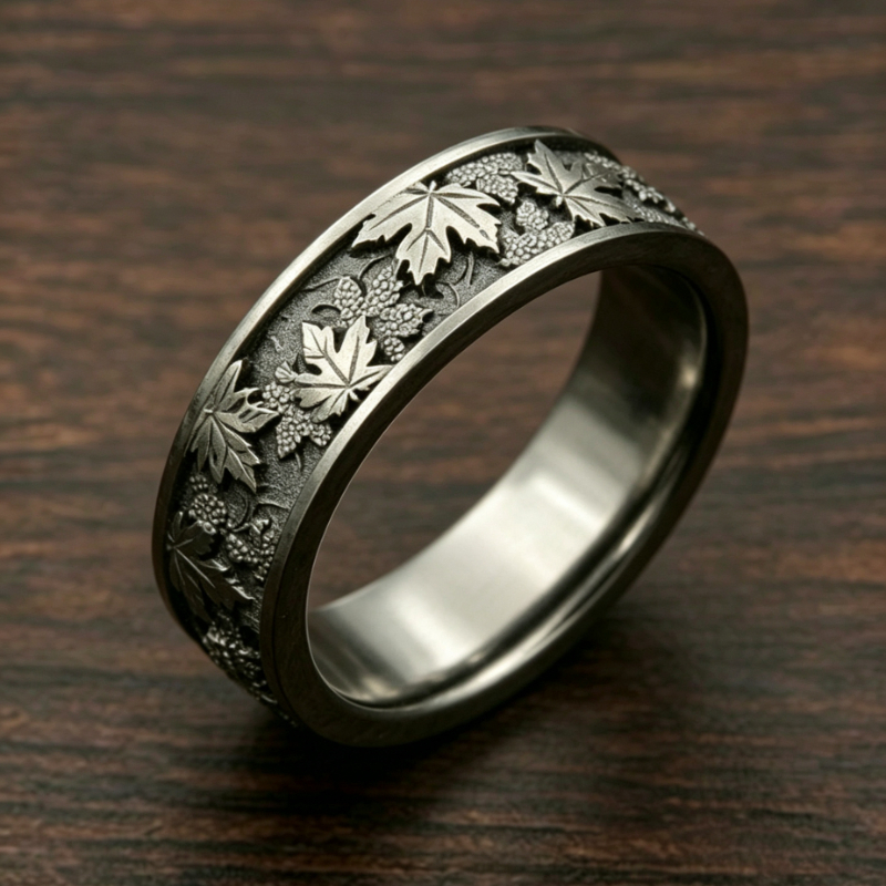 TEMU Bague en argent sterling 925 avec feuille d'érable, texture délicate, style minimaliste, bijou rétro , convient pour un usage