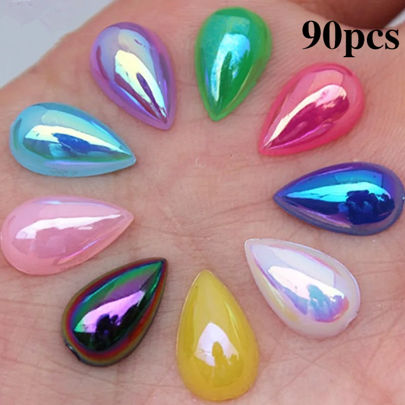 TEMU Lot de 90 pièces 0,8 cm * 1,3 cm de , couleur AB, à dos plat, adapté pour la décoration DIY de vêtements et d'artisanat