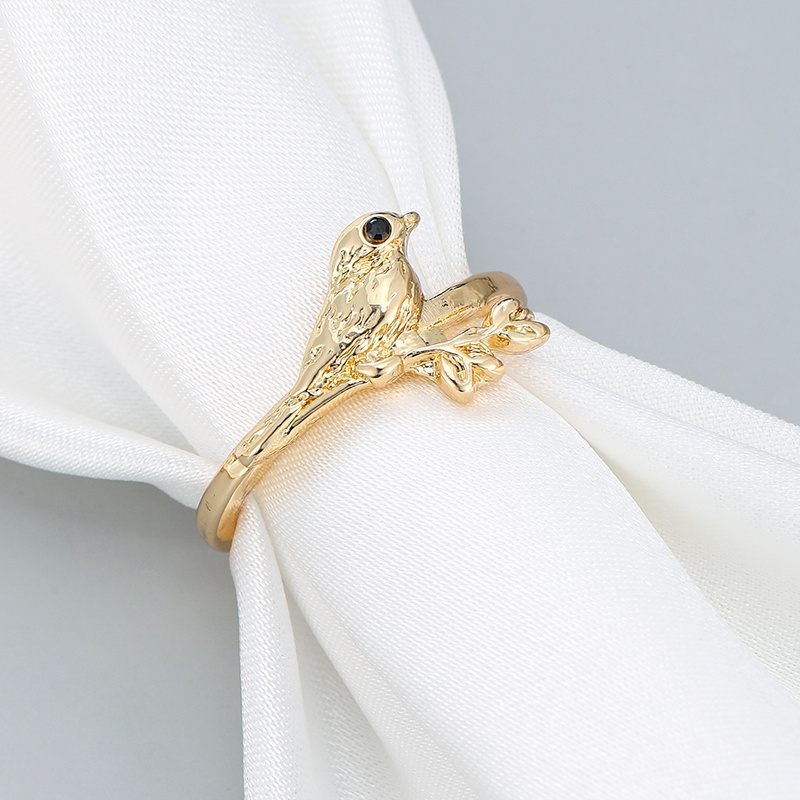 Women's Forest Style Retro Bird Branch Ring, Artistic Design