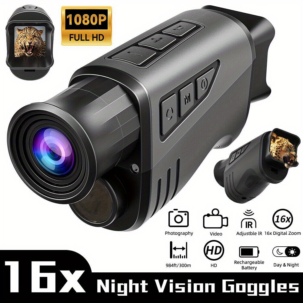 Night Vision Monocular 1080p With Infrared - 32GB Included, See In 100% Darkness, For Camping, Hunting, Surveillance