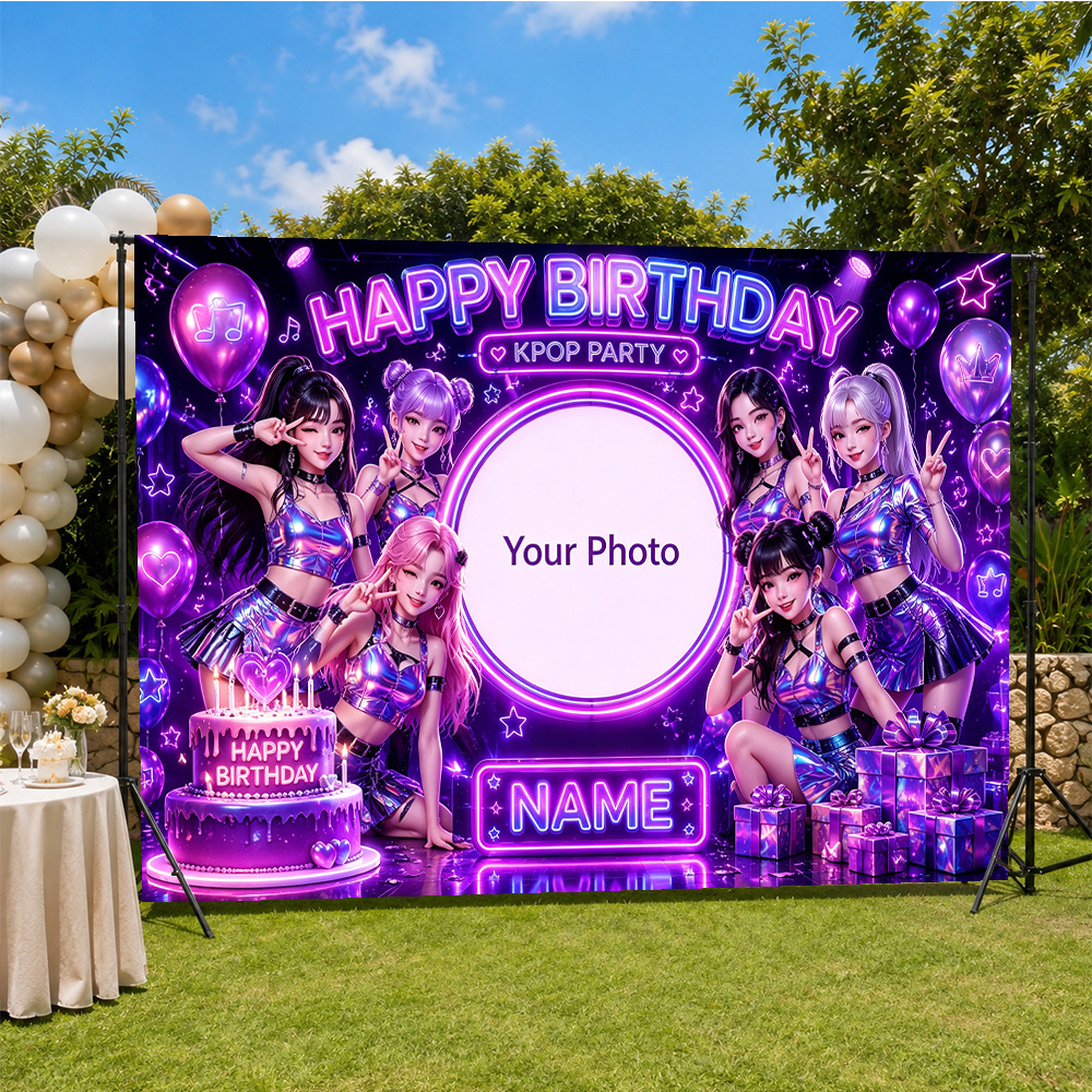 TEMU 2d Flat - 2d Flat - 2d Banner Customization Personalized Photo Name Text, Flat Printing, Custom Party Banner 1pc, Kpop Party Birthday , Anime
