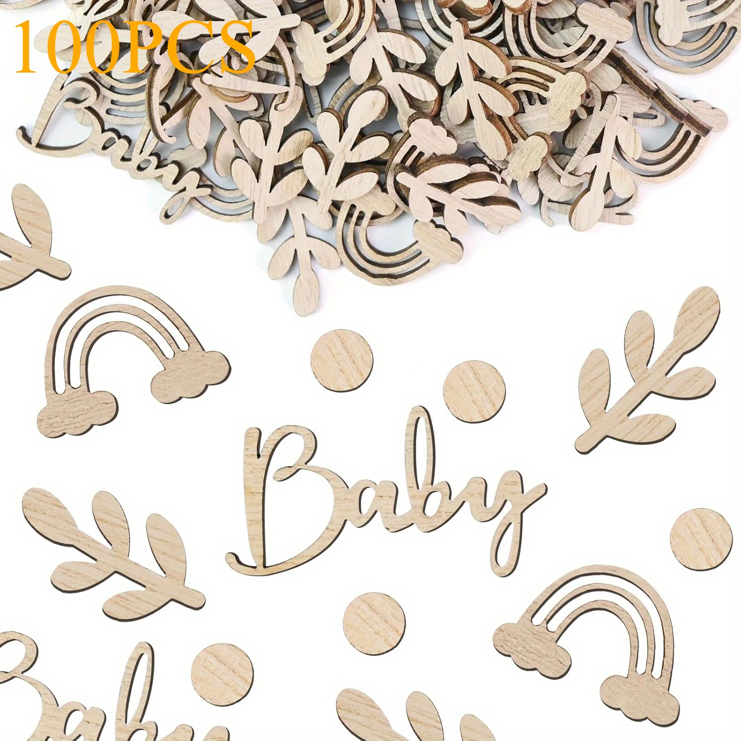 100pcs Shower Decoration Confetti Wood | Shower Decoration | Gender Reveal Party | Desktop Decoration Napkin | Oh Party Decoration Neutral Napkin