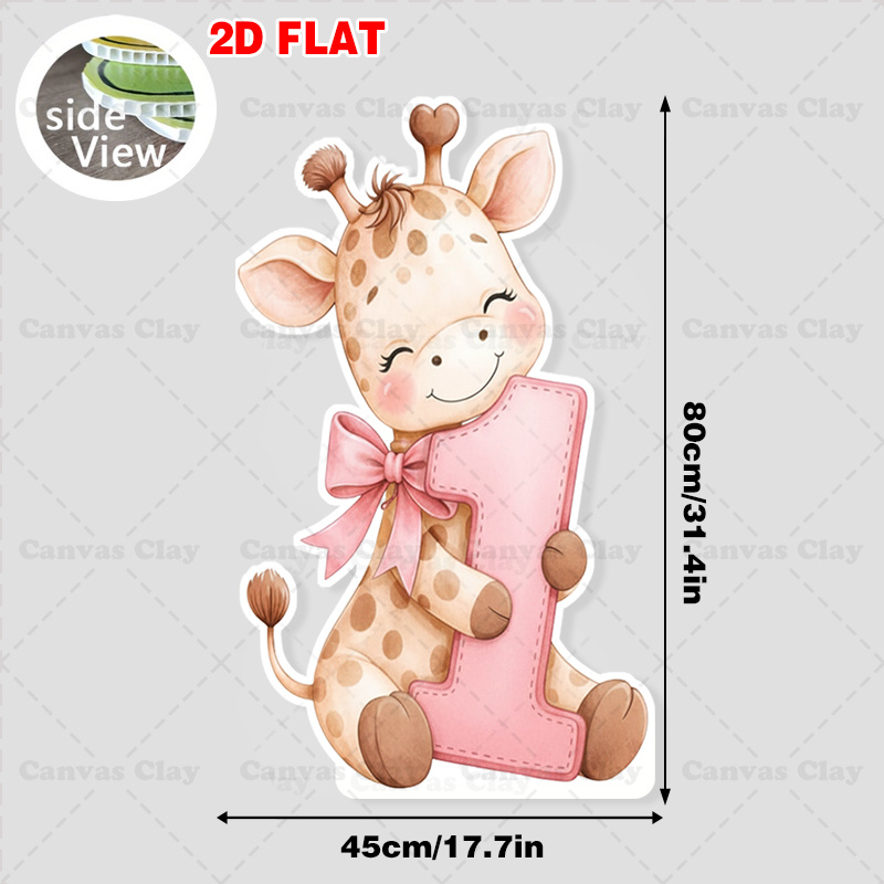 TEMU 2d Flat, 1pc Standee Flat Birthday Party Photo Booth Cardboard Cutouts Cute Giraffe -durable Resin Material, Used For Birthday And Holiday Party