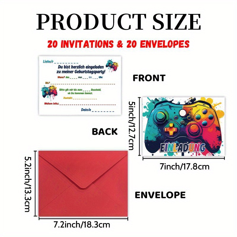 Invitations Letter 20 Cards And 20 Envelopes, Funny Game German Party - Milestone Birthday Party Cards, Congrats Invites Friend Reunion Graduate Celebrations & Decorations