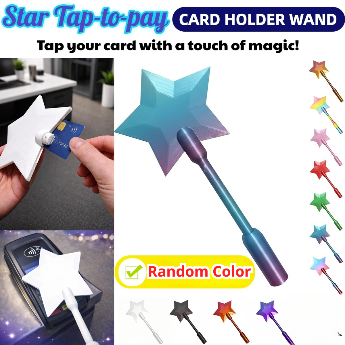 TEMU [printchimp 3d Licensed] 3d Printed Credit Card Starlight Wand, Payment Card Holder, Payment, Accepts Bank Cards, Credit Cards, And Nfc Cards,