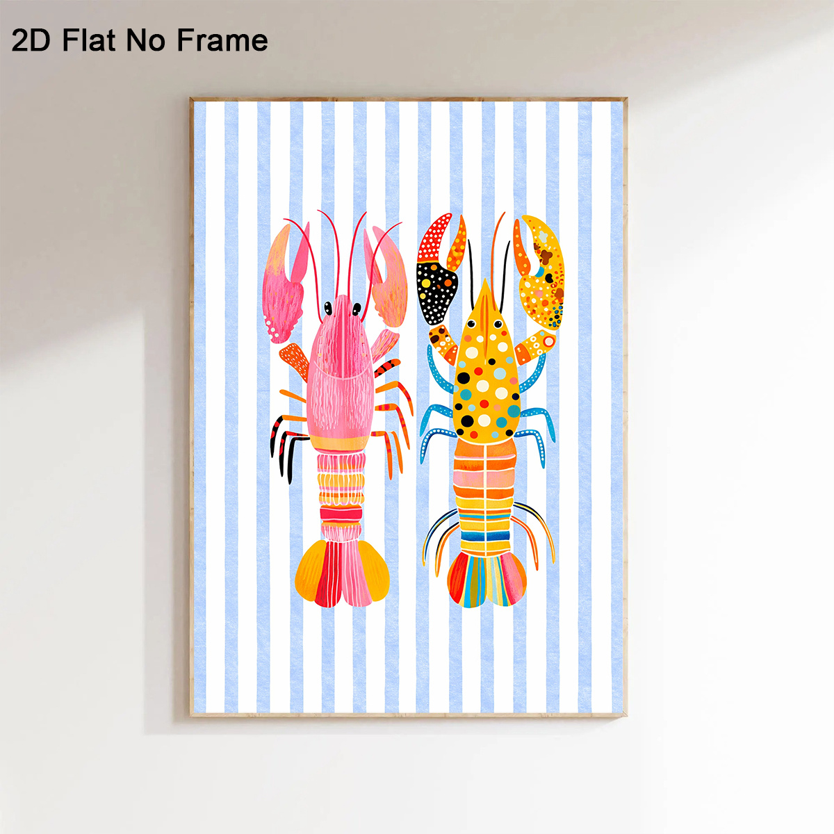 TEMU 2d Flat, 1pc Modern Nautical Frameless Canvas Poster - Vibrant Lobster Wall Art Suitable For Bedroom, Living Room, Decor, Marine Painting, /