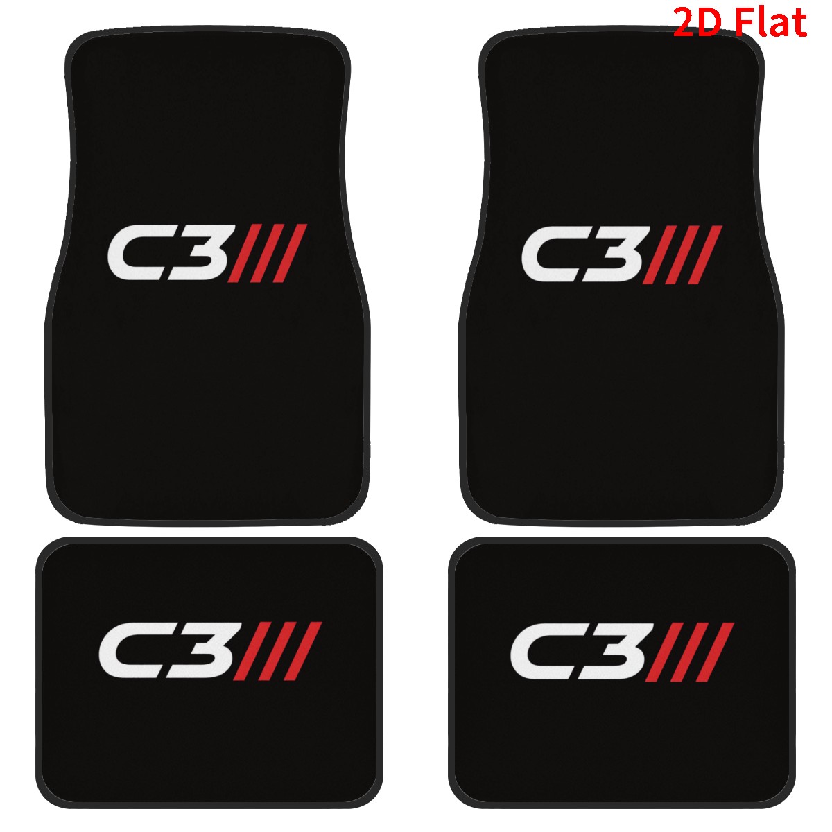 TEMU 4pcs Red Line C3 Character Mark Theme Car Floor Mats Suitable For Most Models, Reduce Elegant Car Protection Interior Additions, Gifts For