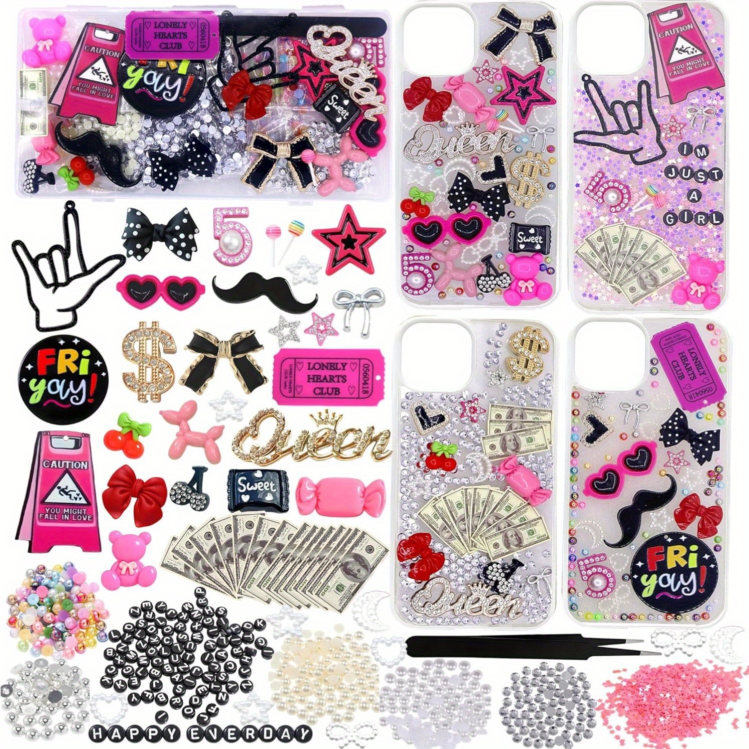 2d flat 1360pcs junk case charms junk phone case charm kit - Temu