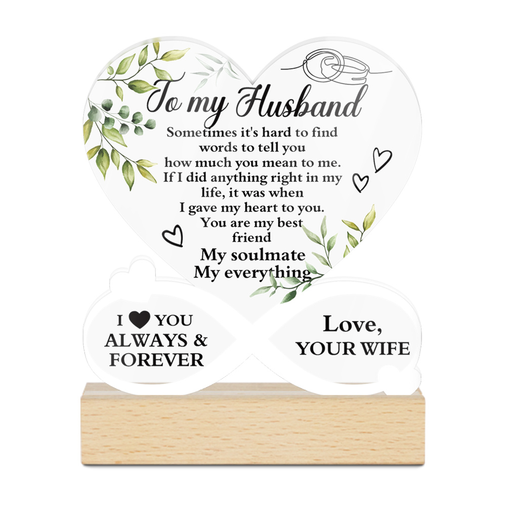 TEMU Putuo Decor 1pc Acrylic Sign Wooden Base Table Decor, To My Husband, Find Words To You How Much You Mean To Me, Desktop Decoration For Home Room