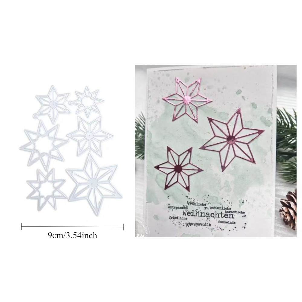 Image of Christmas Star Sextet Greeting Card Metal Cutting Dies Crafts Molds Cutting, Scrapbooking, Card Making And Paper Art Making, Paper Art Making Supplies