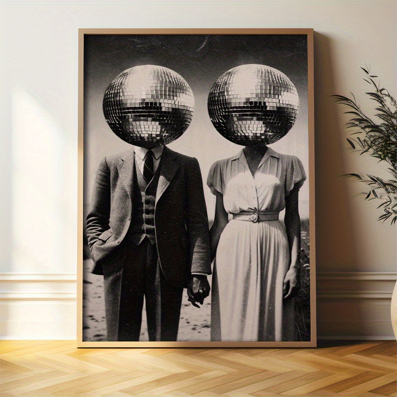 

1pc Retro Disco Ball Art Print, 70s Canvas Poster, Classic Art Wall Hanging Decor For Living Room, Bedroom, Office, Cafe, Bar - Indoor/outdoor Ink Artwork For Fall & Winter Season