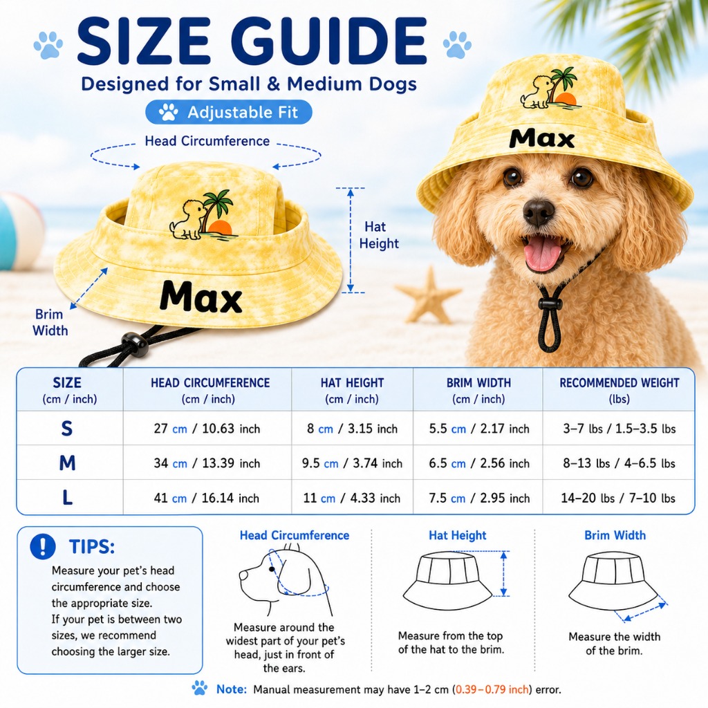 Customizable Pet Name Dog Sun Hat for Small to Medium Dogs