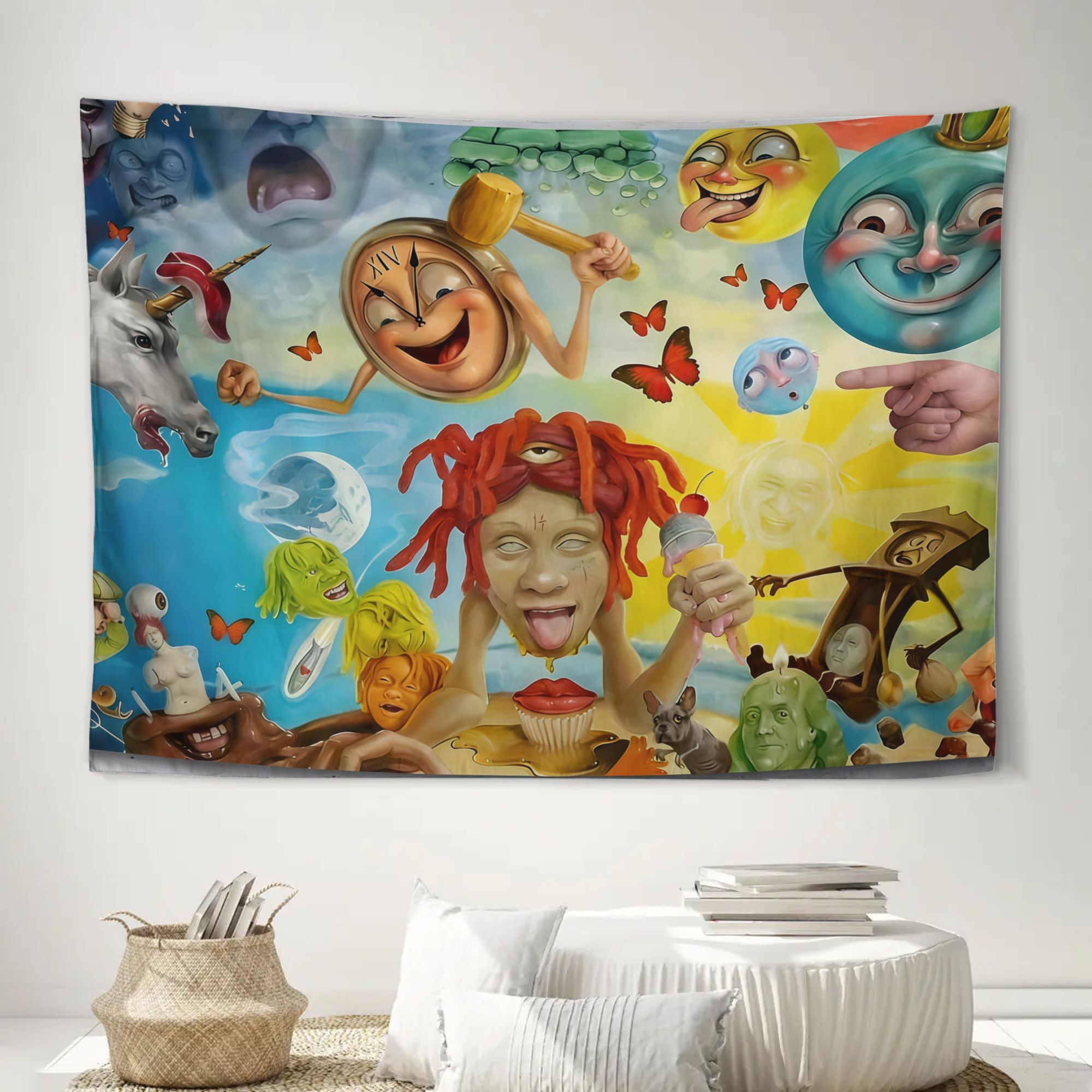TEMU Tapisserie Murale Saisonnière Dessin Animé pour une Ambiance Festive - Façon Simple de Rafraîchir Pendant les Fêtes