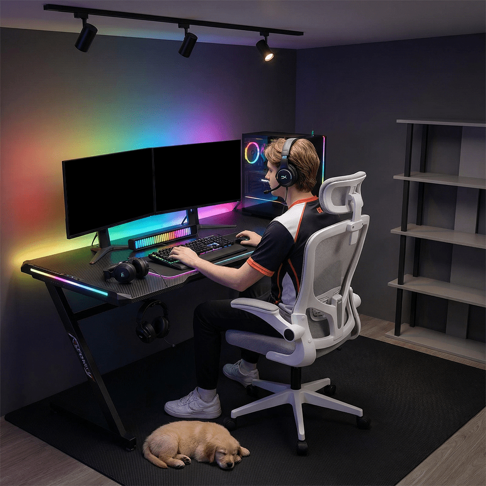 TEMU Breathable Mesh Gaming Chair With Adjustable Height And Headrest, High Back Gaming Office Chairs, Computer Desk Chair For Home Office, White