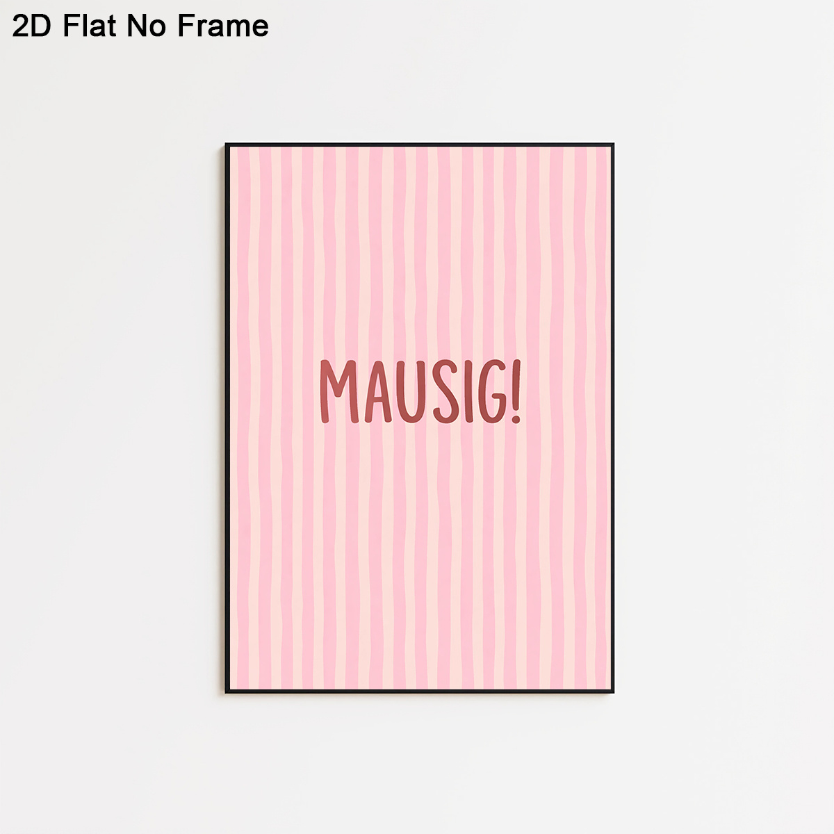 TEMU 2d Flat, 2d Flat, 1pc Mausig Text Frameless Canvas Poster - Pink Wavy Striped Minimalist Wall Art With Mausig Lettering, Modern Aesthetic