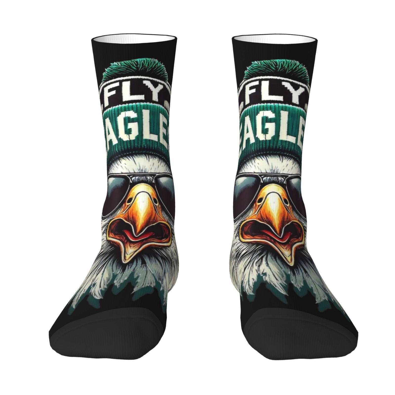 TEMU 1 Pair Novelty Socks With Bald Eagle & Fashion Glasses Print - Full-body Suitable For All- Wear, Comfortable Breathable Suitable For , Machine