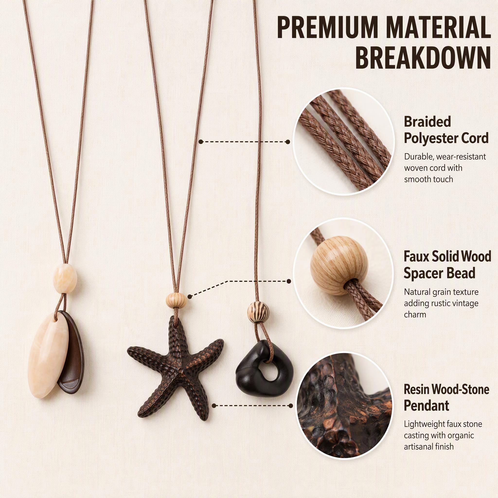 3-Pack Adjustable Long Layering Necklaces, Boho Inspired