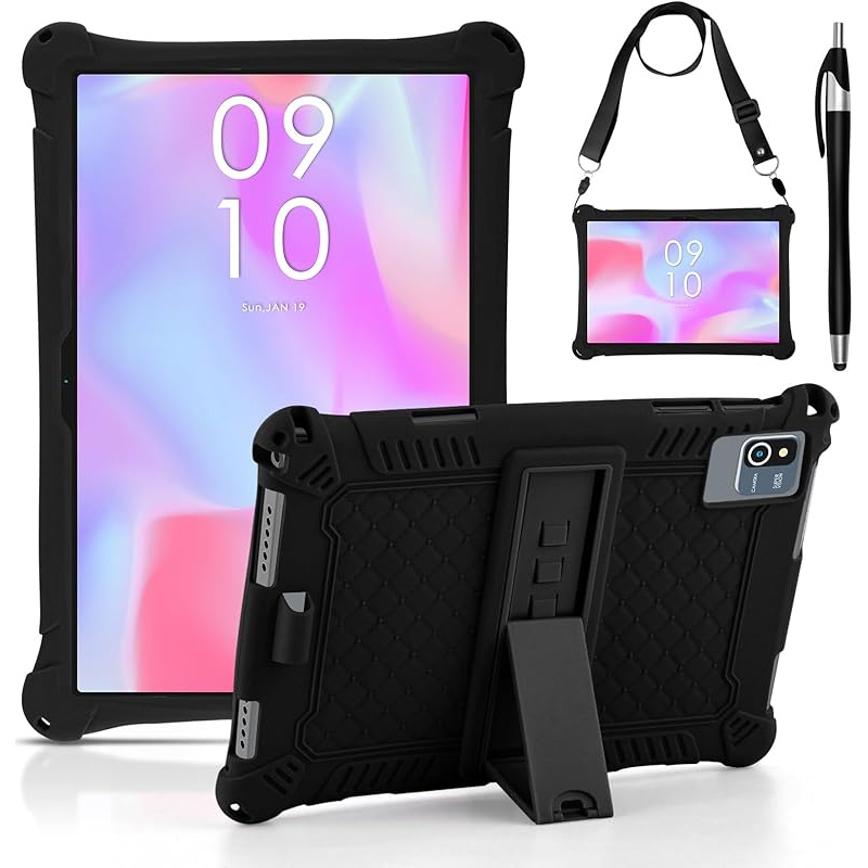 TEMU Custodia per tablet Okaysea da 10.1 pollici in silicone con stilo e tracolle, cover da 10.1 pollici, cover morbida e portatile per Qunyico 10.1,