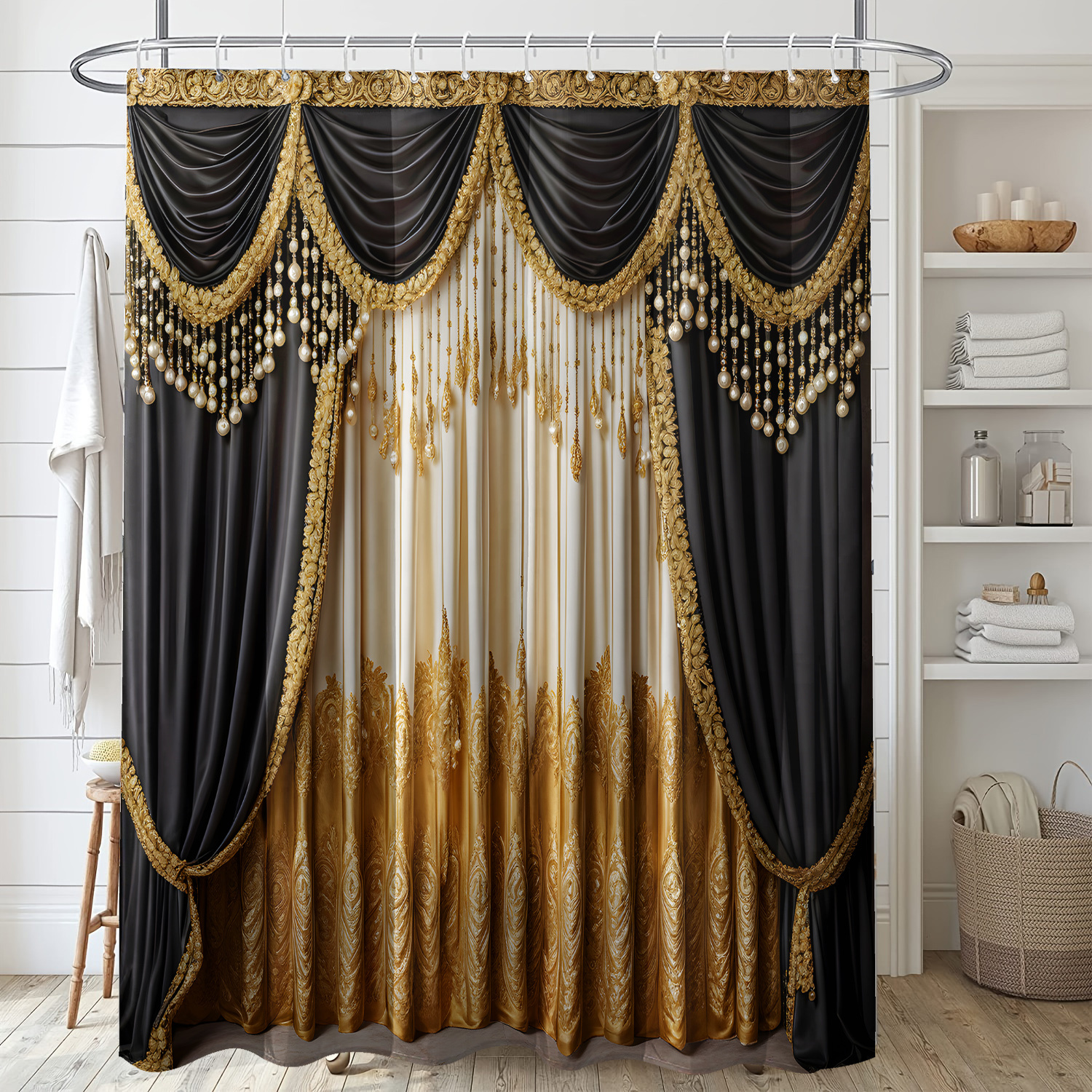 

1pc Curtain Shower Curtain, Polyester , And Bathtub Bathroom Shower Curtain Universal For 71x71