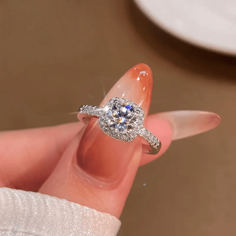 Image of 925 Silver 1 Carat Moissanite Ring For Men And Women, Ideal For Proposals, Engagements, Weddings, Valentine's Day, Anniversaries, And Romantic Surprises With A Trendy, Elegant, And Unique