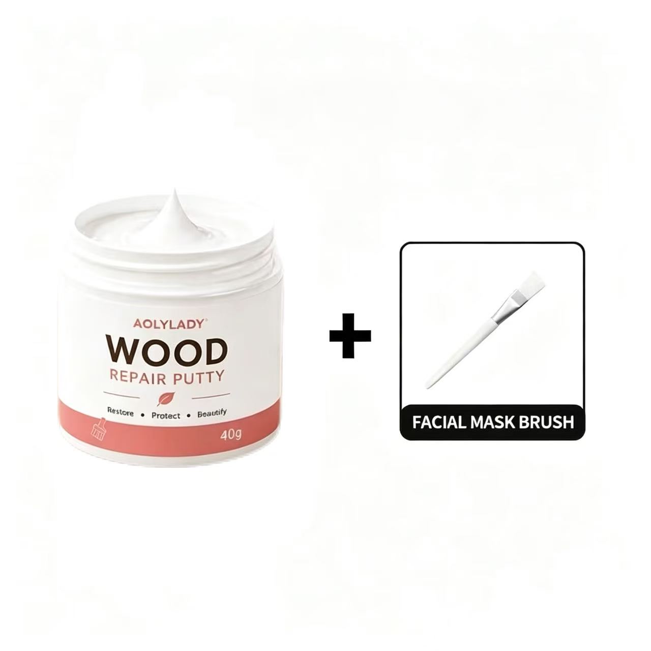 TEMU Aolylady 2pcs White Wood Repair Paste Set With Brushes - Special Wood Repair Paste For Skirting Boards, Covering Scratches, Dents And Abrasions
