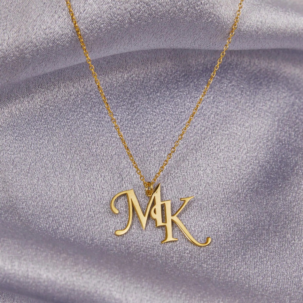 TEMU A Custom Necklace, Personalized Two-letter Necklace, Initial Jewelry, Customized Letter Necklace, Custom Couple's Jewelry, Her Gift, The Perfect