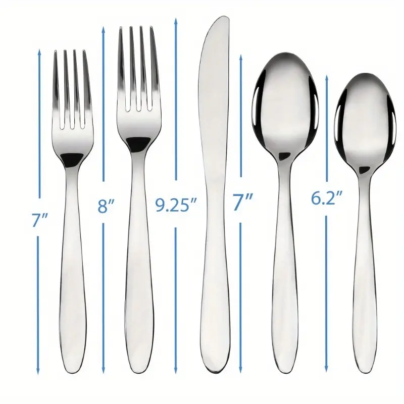 20pcs stainless steel silvery flatware set service for 4 adults, dining essentials, home dining, stylish utensils, modern flatware, rustresistant material, durable cutlery, dinnerware set, silverware collection Product details 2