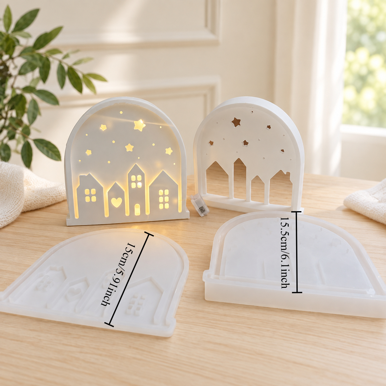TEMU 2pcs Set Arch-shaped Starry Silicone Plaster Mold For Sculpture Casting