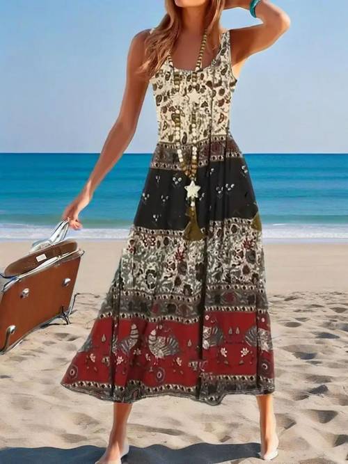 summer dresses for women 2025 sleeveless boho maxi sundress loose casual flowy beach dress midi dress