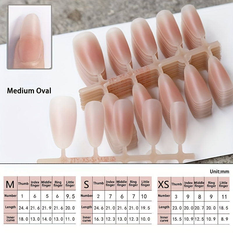 60pcs/2 Matte Gradient Oval Nail Tips, False Nails, Nude Pink Gradient, Ladies Fake Nails, Suitable For Parties, Weddings And Daily Wear, 30pcs Per Row.