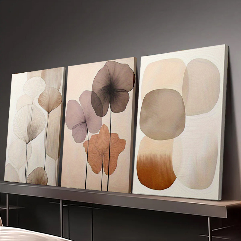minimalist wall art featuring floral designs in a japandi - Temu