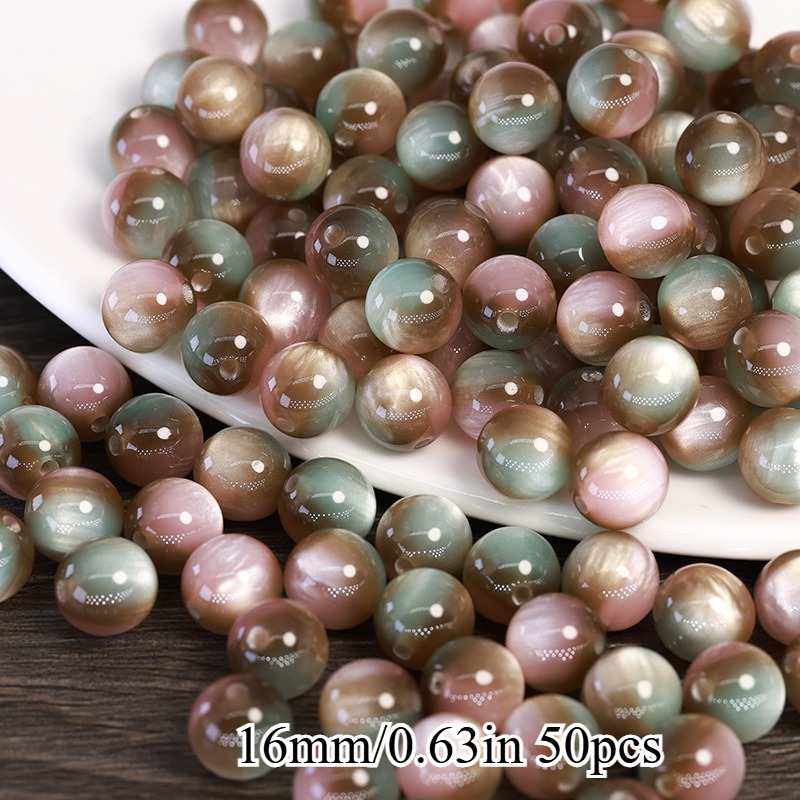 50pcs EFREY Resin Cat Eye Beads for Jewelry Making