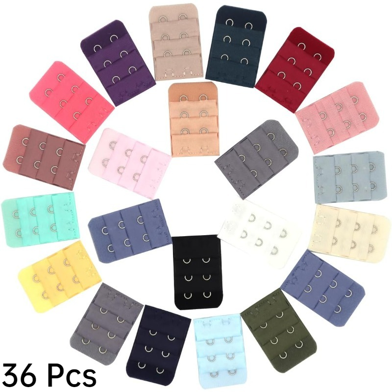 TEMU 36pcs Women's Underwear Extension Buckles, Colors Women's 2-hook 3-row Bra Extension Straps, Multi-colors