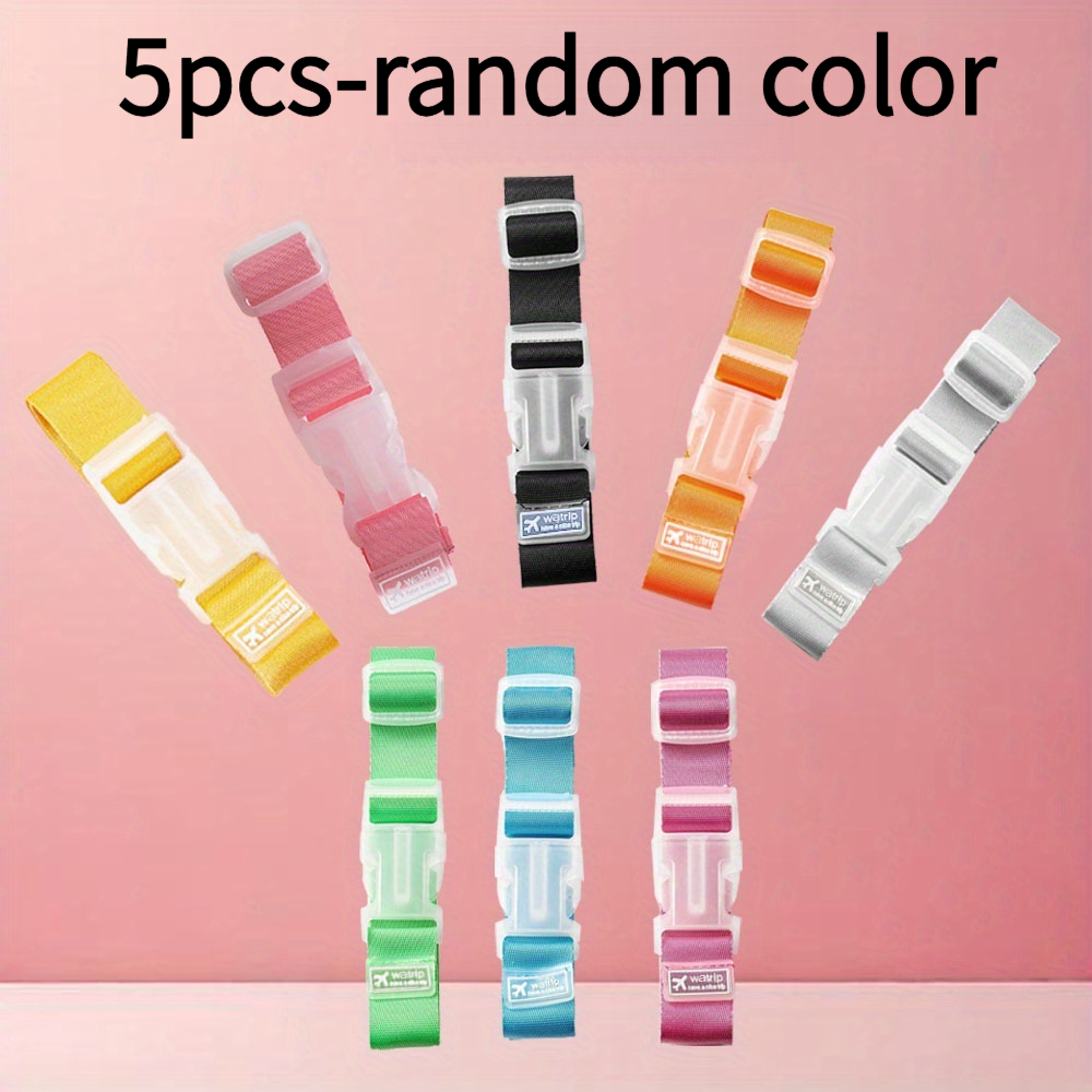 TEMU 5pcs Parfaits pour accessoires de véhicule. Sangles de bagages colorées et réglables avec boucles de dégagement, couleurs aléatoires -