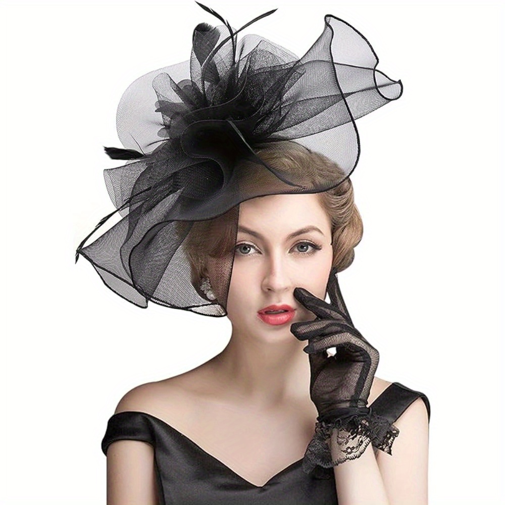 Fascinator Hat Floral Feather Pillbox Derby Hats for Women Wedding Tea Party Fascinator Hats For Women: Elegant Feather Flower  main image 4