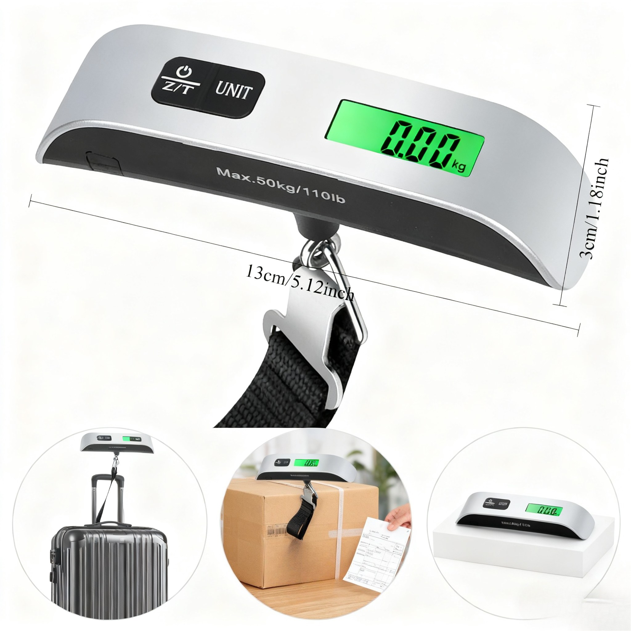 Image of 1pc Mini Handheld Digital Luggage Scale With - Portable Pocket Scale 50kg/110lbs Precision, For Travel, Postal Shipping, Package Weighing, , Home Use - Compact & Easy-to-use For S &