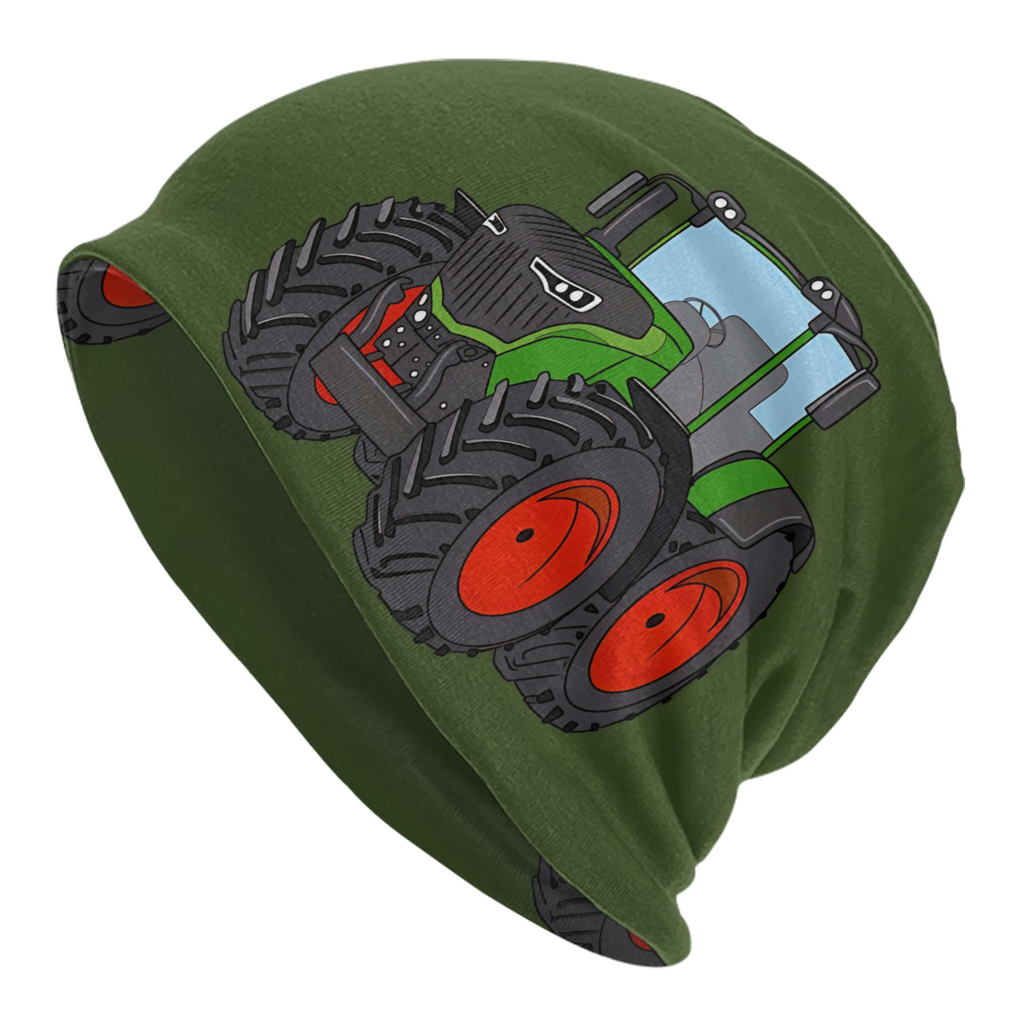 TEMU Green Farm Tractor Beanies Caps Hat Fashion Bonnet Hats Men 2d Print Design