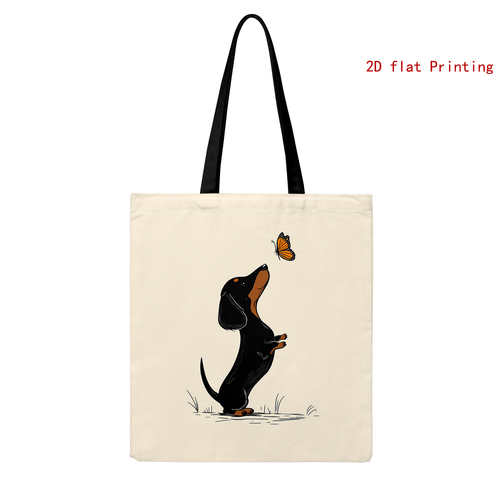 E-shop 2D Bedruckte Schultertasche, Dackel Schmetterlingsmuster, Modische Minimalistische Einkaufstasche, Damen Casual Tragetasche, Damen Tote Bag,