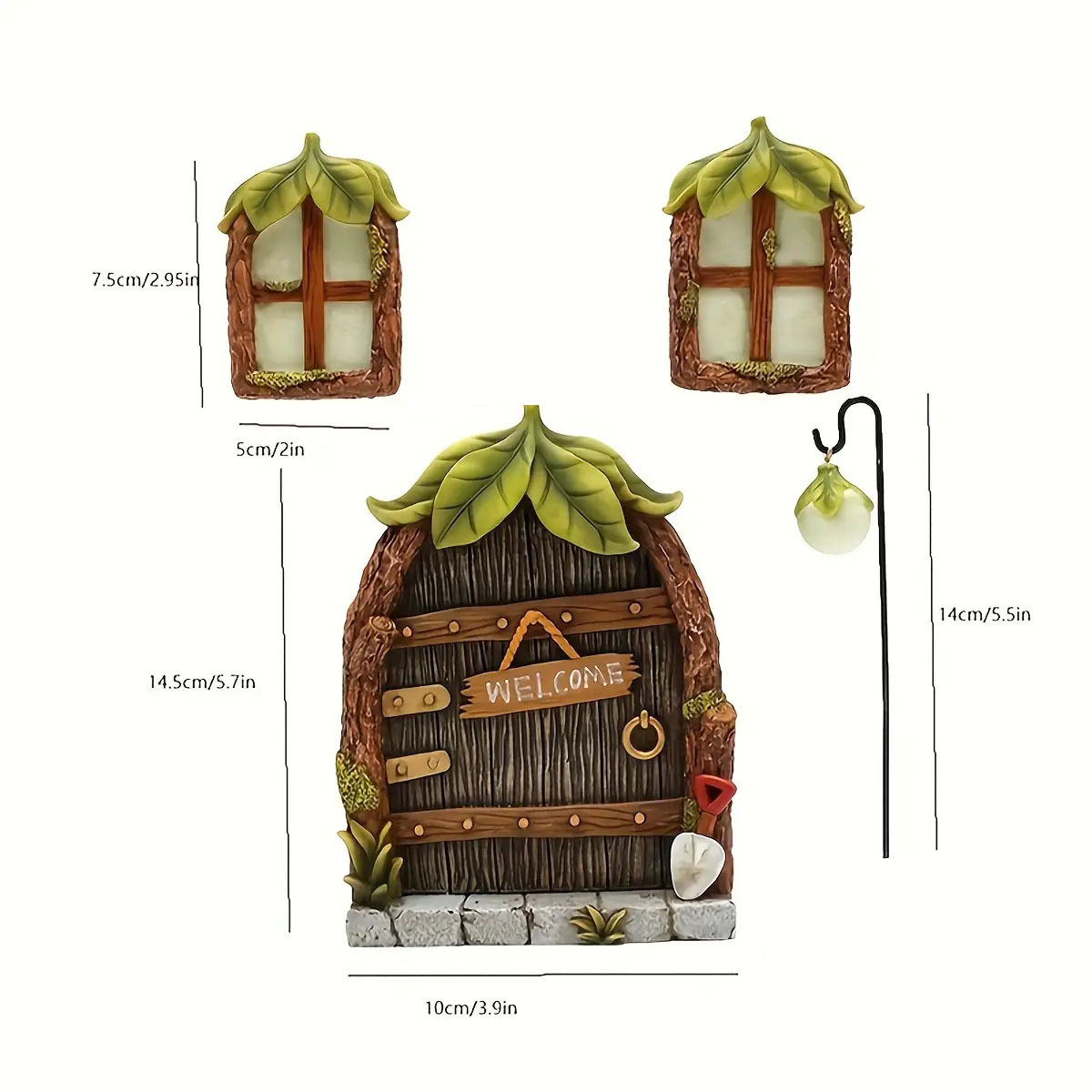 Image of 1 Set Of Fluorescent Leaf Door And Window Decorations, Mini Garden Fairy Tale World Decorative Accessories, Courtyard Garden Large Tree Hanging Ornaments, Home Crafts