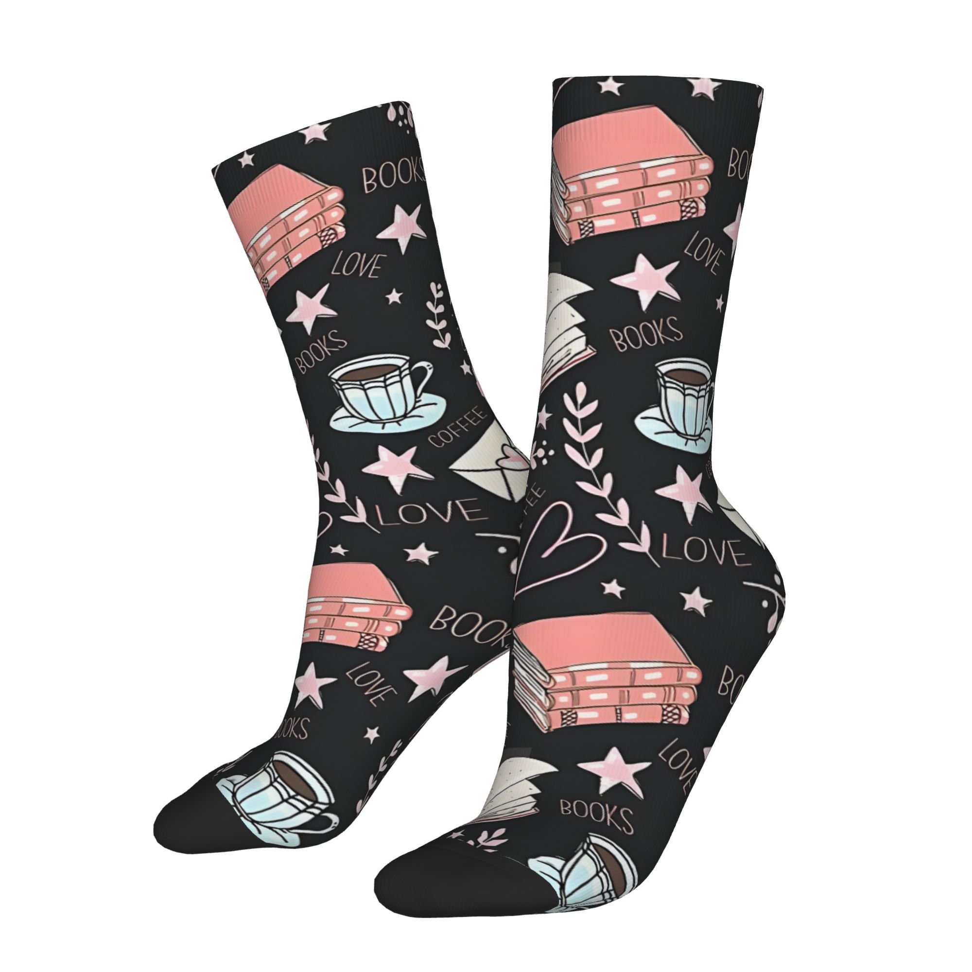 TEMU 1 Paire de Chaussettes Amusantes et Décalées avec Motif Rétro Livres et de Rue Harajuku Décontracté et Fou