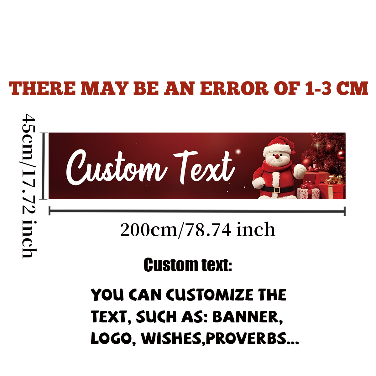 TEMU 1 bannière en polyester personnalisable avec un design de Père Noël et de de neige - Décoration intérieure et extérieure polyvalente pour , les