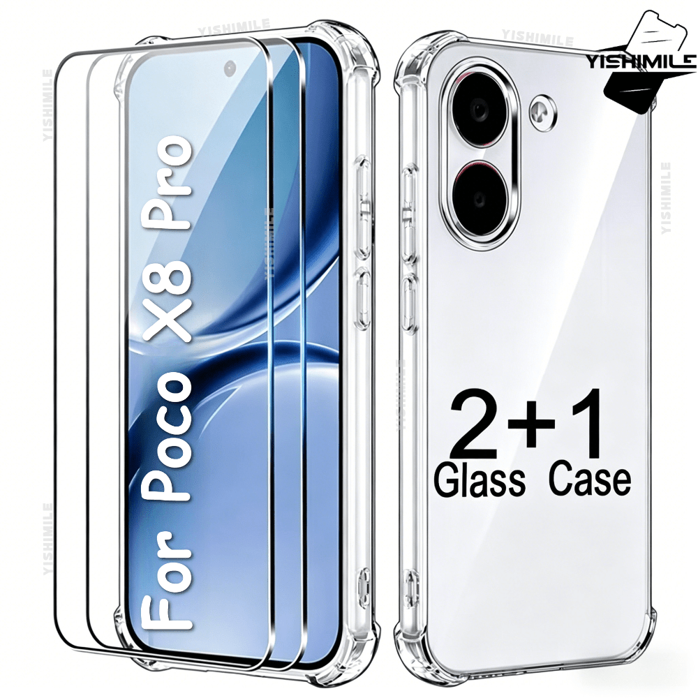 TEMU 3-en-1 : 2 protections d'écran HD et 1 coque de téléphone en TPU pour Xiaomi Poco X8 Pro/, anti-éclats, anti-rayures et anti-chute, tactile ,